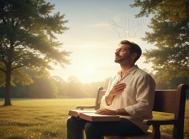Mi pensamiento eres tu letra (Hombre con Biblia en una banca pensando y adorando a Dios)