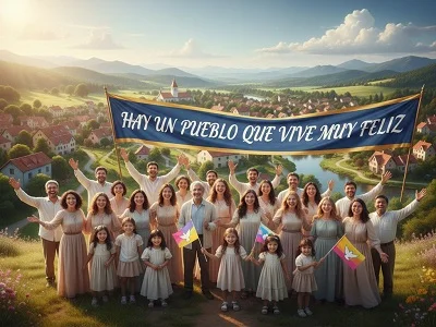Hay un pueblo que vive muy feliz letra
